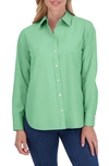 Foxcroft Meghan Solid Cotton Button-up Shirt In New Leaf