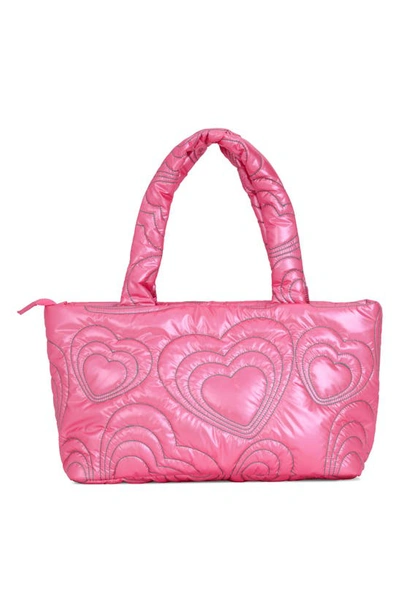 Iscream Kids' Shining Heart Puffy Weekend Bag In Pink