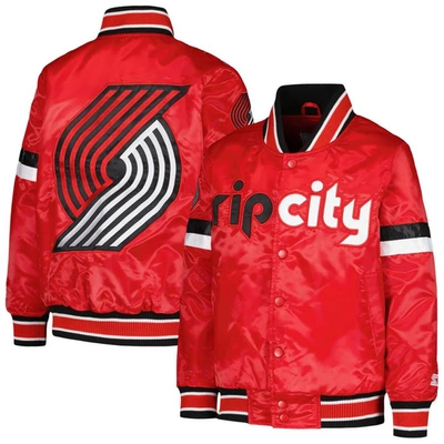 Starter Kids' Youth  Red Portland Trail Blazers Home Game Varsity Satin Full-snap Jacket