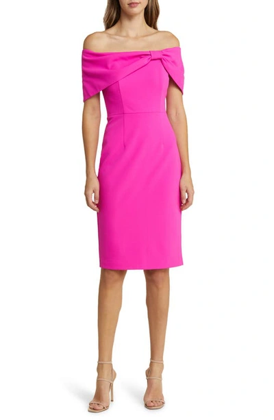 Vince Camuto Bow Collar Off The Shoulder Dress In Fuchsia