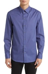 Emporio Armani Microgeo Stretch Button-up Shirt In Solid Medium