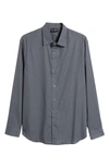 Emporio Armani Microgeo Stretch Button-up Shirt In Black