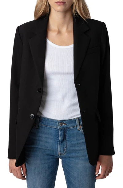 Zadig & Voltaire Vanille Beaded Mon Amour Jacket In Noir