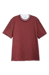 Brunello Cucinelli Tipped Cotton T-shirt In Rosso/ Grigio Chiaro