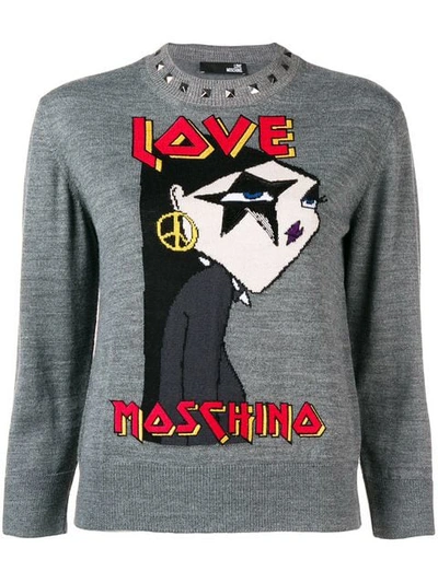 Love Moschino Logo Embroidered Sweater - Grey