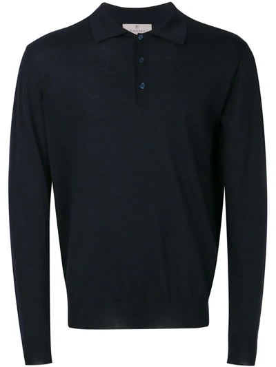 Canali Longsleeved Polo Shirt In Blue