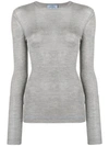 Prada Stretch Knit Sweater In Grey