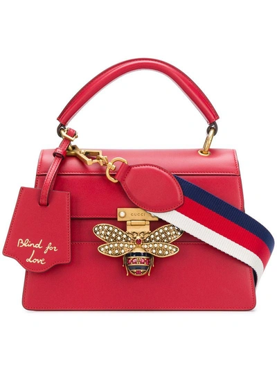 Gucci Bee Embellished Shoulder Bag - Red