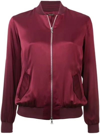 Adam Lippes Silk Bomber Jacket In Red