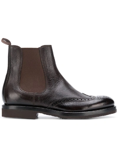 Henderson Baracco Brogue Chelsea Boots In Brown