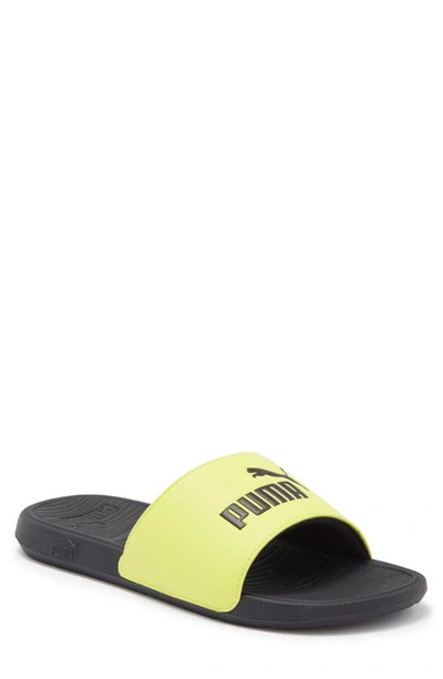 Puma Cool Cat 2.0 Slide Sandal In Lime Sheen- Black