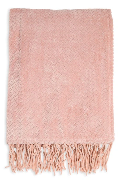 Bcbg Chenille Fringe Throw Blanket In Peach Whip