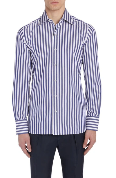 Tom Ford Slim Fit Stripe Button-up Shirt In White/ Blue