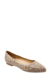Trotters Estee Woven Flat In Nude Snake Print Leather