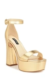 Nine West Ivana Ankle Strap Platform Sandal In Gold