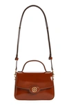 Tory Burch Small Robinson Leather Top Handle Bag In Dark Sienna