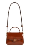 Tory Burch Small Robinson Leather Top Handle Bag In 223 Dark Sienna