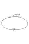 Monica Vinader Sterling Silver Heart Diamond Chain Bracelet Lab Grown Diamond