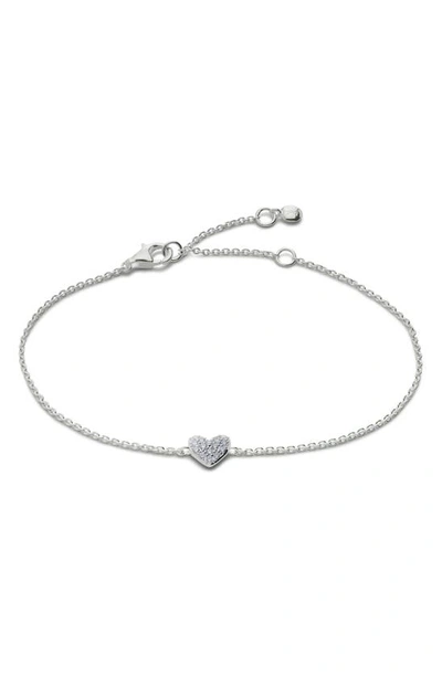 Monica Vinader Lab-created Diamond Heart Charm Bracelet In Sterling Silver