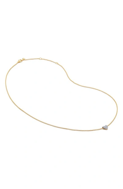 Monica Vinader Lab-created Diamond Heart Charm Necklace In 18k Gold Vermeil
