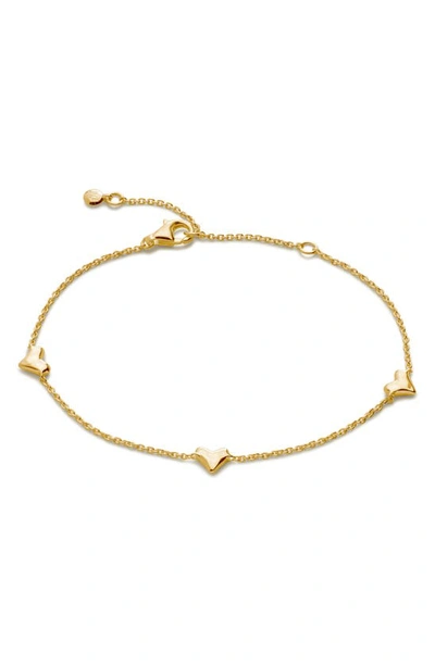 Monica Vinader Gold Heart Station Chain Bracelet In 18k Gold Vermeil