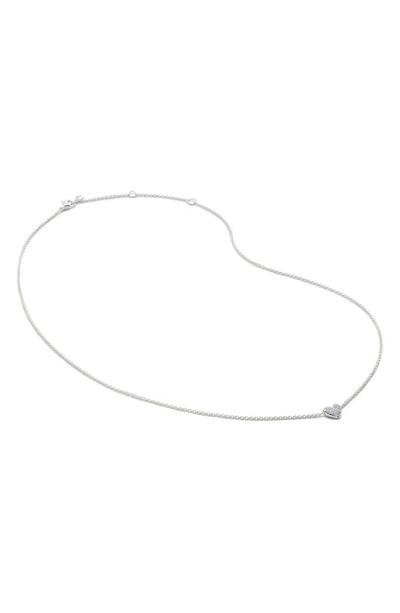 Monica Vinader Lab-created Diamond Heart Charm Necklace In Sterling Silver