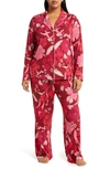 Nordstrom Moonlight Eco Knit Pajamas In Red Velvet Lisolette Flora