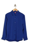 Vince Camuto Satin Long Sleeve Button-up Shirt In Goddess Blue