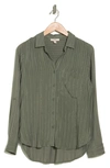 Como Vintage Striped Long Sleeve Tunic Shirt In Smokey Olive