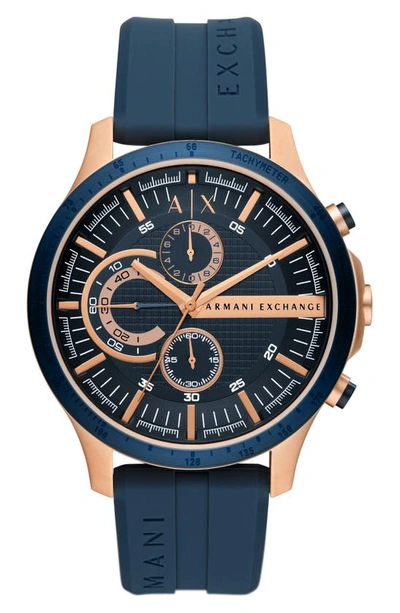 Ax Armani Exchange Chronograph Leather Strap Watch, 44mm In Rose Gold