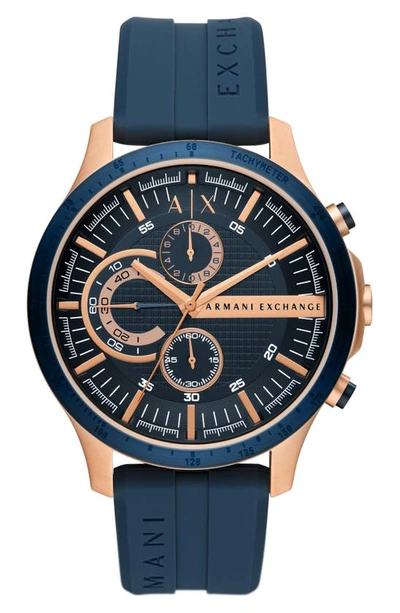 Armani Exchange Ax  Chronograph Leather Strap Watch, 44mm In Rose Gold