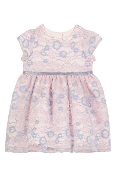 Pastourelle By Pippa & Julie Babies' Cap Sleeve Lace Dress In 88732-pink/ Blue