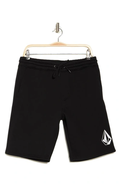 Volcom Bretter Fleece Shorts In Black White