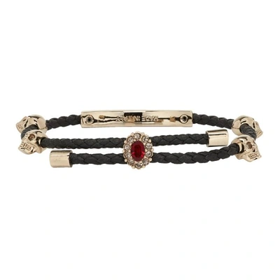 Alexander Mcqueen Black Skull Friendship Bracelet In 1000 - Blac