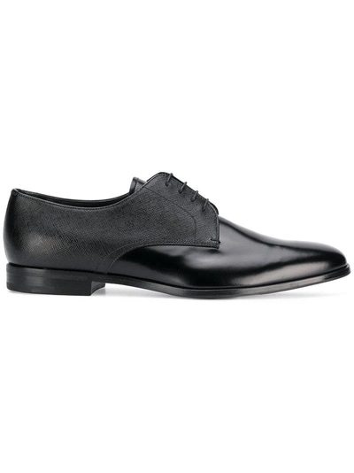 Prada Contrast-texture Derby Shoes - Black