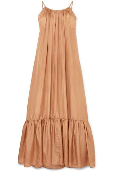 Kalita Brigitte Silk-habotai Dress In Bronze