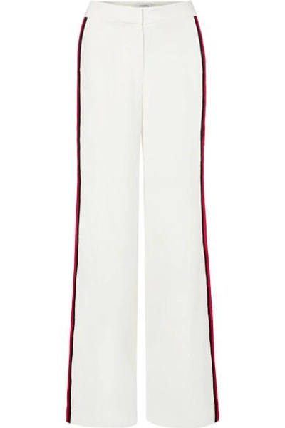 La Ligne Tuxedo Grosgrain-trimmed Crepe Wide-leg Pants In White