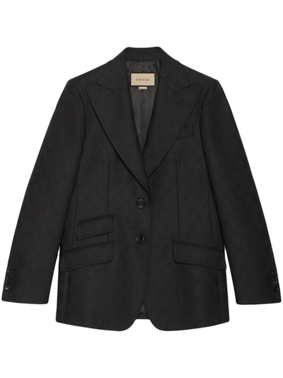 Gucci Wool Single-breasted Blazer Jacket In Black