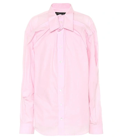 Y/project Gathered Cotton Shirt In Pink