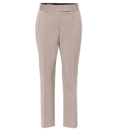 Ferragamo Stretch Cotton-blend Pants In Beige