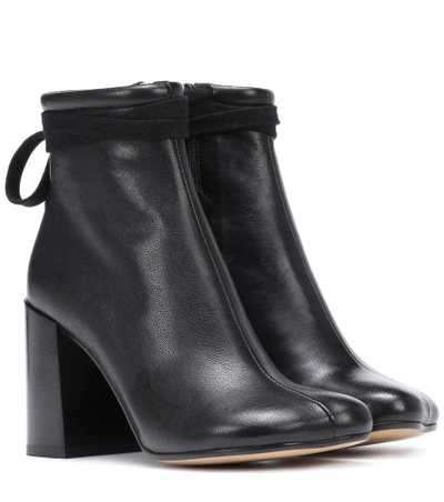 Mm6 Maison Margiela Leather Ankle Boots In Black