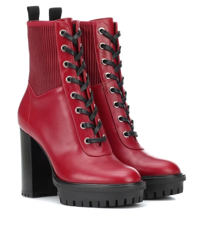 Gianvito Rossi Martis 100 Leather Ankle Boots In Red