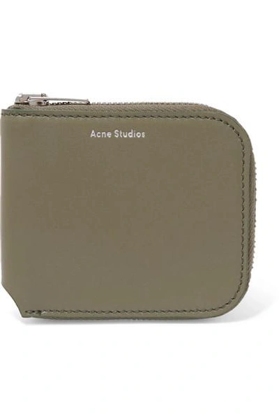 Acne Studios Kei S Leather Wallet In Army Green
