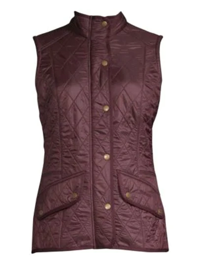 Barbour Cavalry Diamond-quilted Gilet In Aubergine
