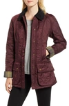 Barbour Beadnell Jacket In Diamond Polarquilt In Aubergine Purple And Black