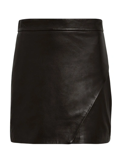 Mason Michelle  Wrap Leather Mini Skirt In Black