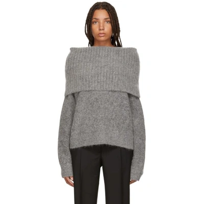 Acne Studios Grey Cowl Neck Sweater In Grey Melang