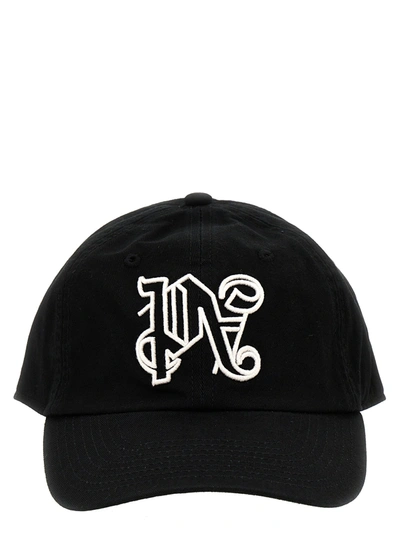 Palm Angels Monogram Hats In Blackwhite