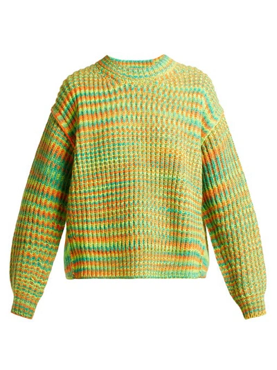 Acne Studios Multicolored Mohair And Wool Sweater In Green/orange