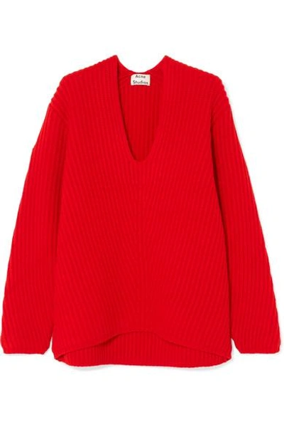 Acne Studios Deborah Ribbed Wool Sweater In Red